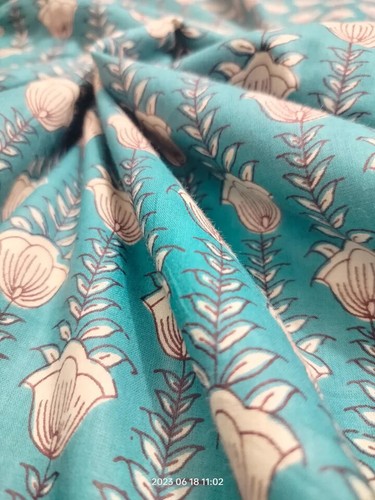 Indian Cotton Hand Block Printed Fabric Sewing Craft Running 25 Yard Material - Picture 4 of 6