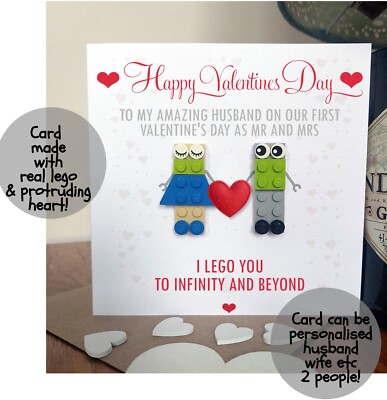 Personalisierter Happy Valentines Day LEGO Stein PAAR Handarbeit Verlobter Ehemann Frau