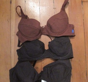 34b bra set push up black brown cotton 3 lot c75 padded underwire sexy lingerie