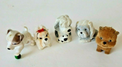 Lot of 5 Puppy in My Pocket Flocked Animal Toys Dogs Sheepdog Series 1 MEG