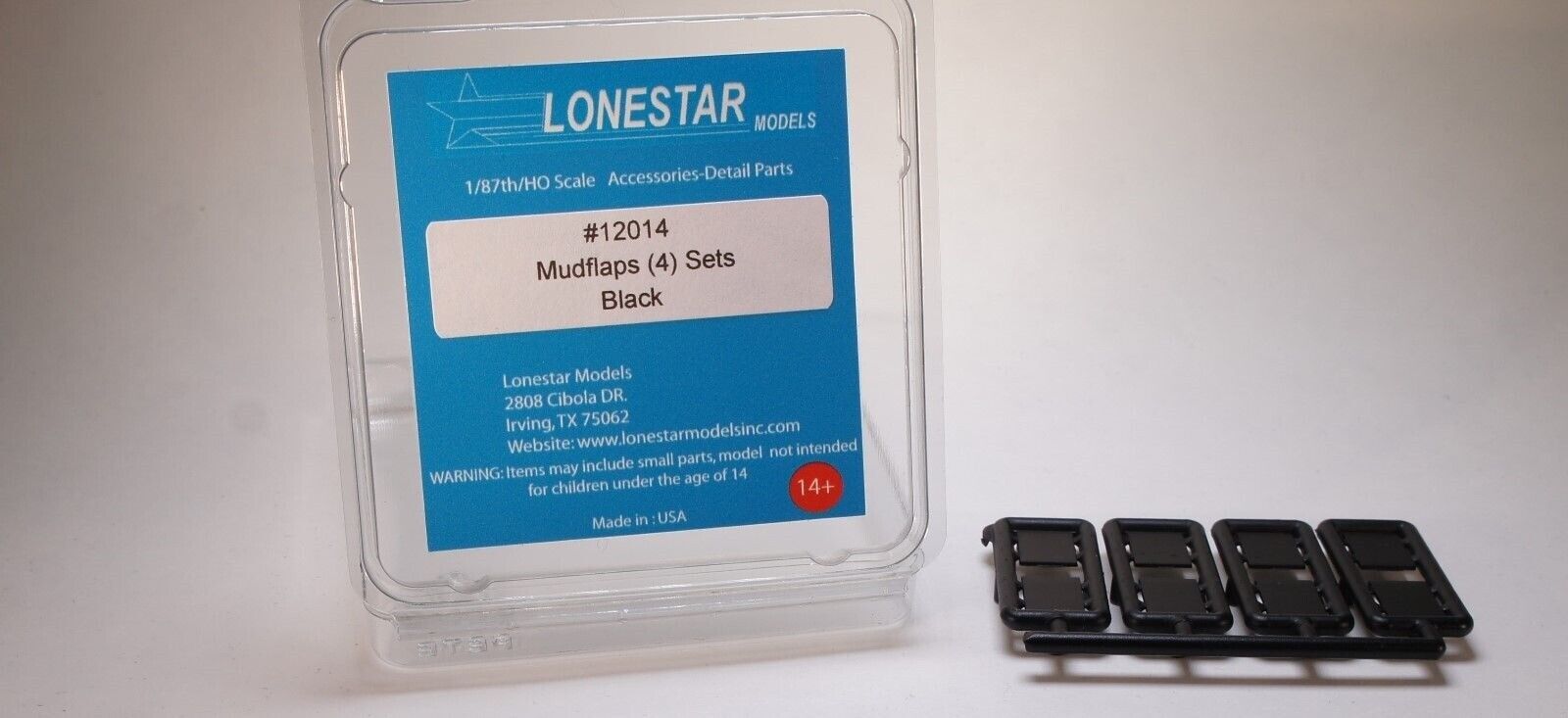 HO 1:87 Lonestar 12014   Mud flaps - Black 4 sets