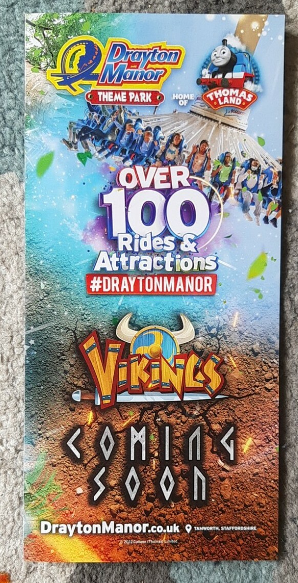 Drayton Manor Theme Park Map Flyer 2022 Vikings Thomas The Tank Engine  Land