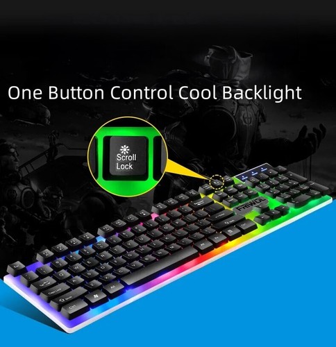 Gaming Keyboard Mouse Set USB Rainbow RGB LED Wired For PC Laptop PS5 Xbox One ^ - Picture 2 of 11