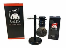 2 Piece set - 100% Pure Badger Shaving Brush with Brush and Razor Stand (Black)