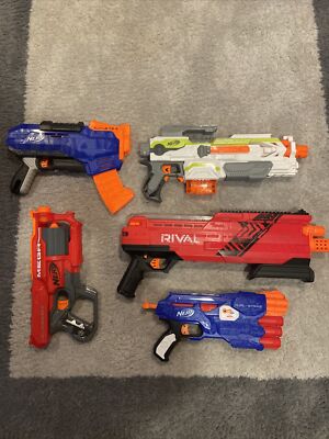 Lot Of 5 Used Nerf Guns! Mega, Rival, Nerf  Darts NOT included