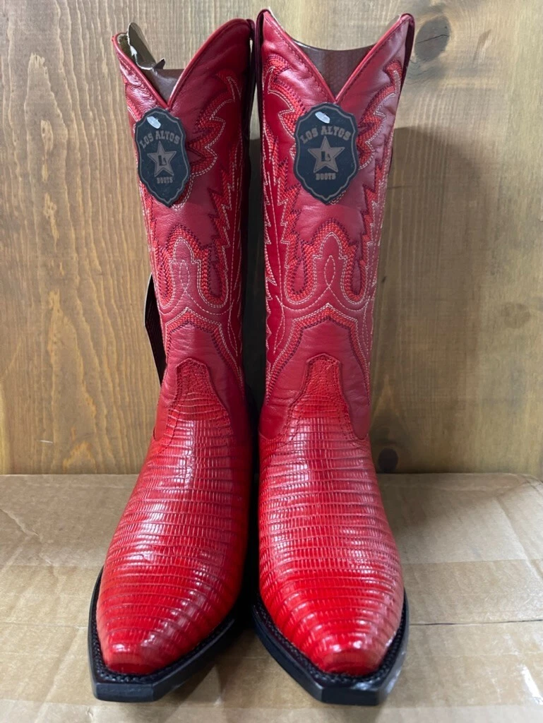 Los Altos Western Women s Boots Lizard Red Snip Toe M Sizes 7