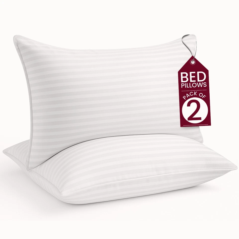 Juego de 2 almohadas de cama transpirables calidad hotelera plumón cama alternativa almohada de felpa