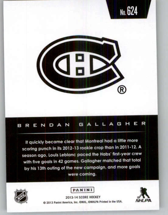 2013-14 Score Gold #624 Brendan Gallagher HR (ref 147792) - Image 2 of 2