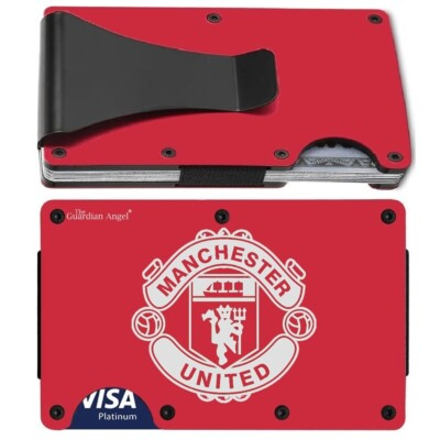 #ad #ad Manchester United Engraved Red Titanium Carbon Fiber RFID Blocking Wallet D7 $32.95