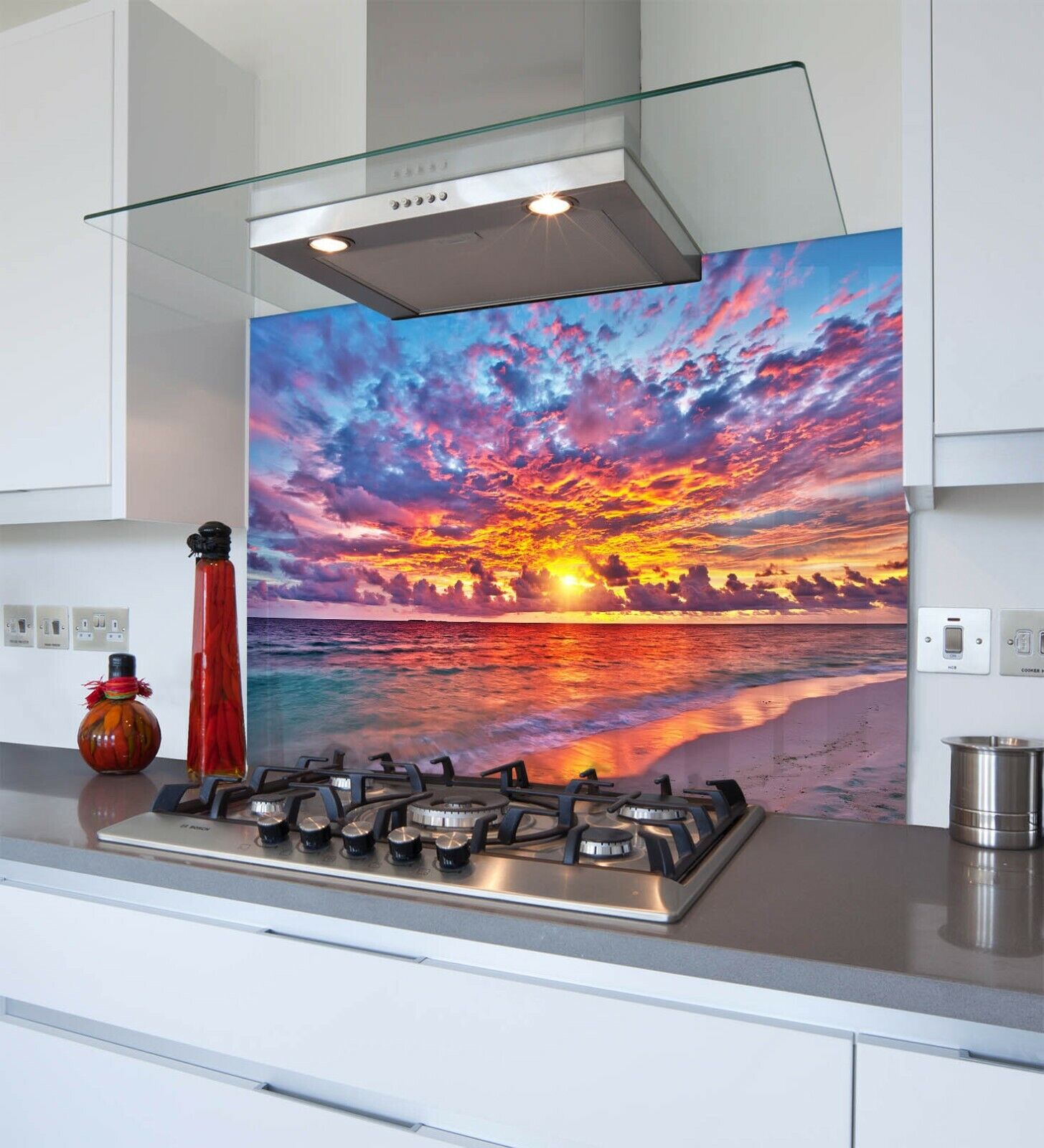 Printed Kitchen Glass Splashback - Toughened & Heat Resistant Cooker Panel 1085 GORĄCE, dobra jakość