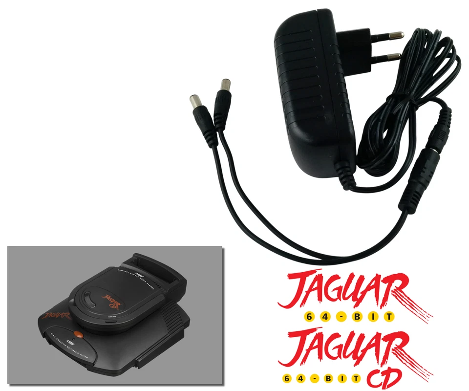 RETRO GAME SUPPLY Power Supply All-in-One for Atari Jaguar + CD - EU Plug AC Adapter