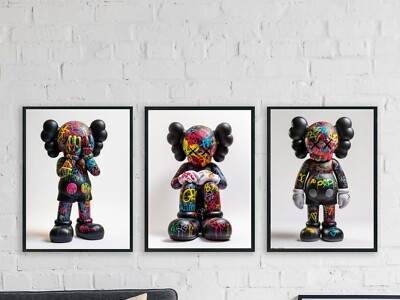 Grey Kaws Poster Graffiti Schlafzimmer Wandbilder Drucke Set Hypebeast Mode