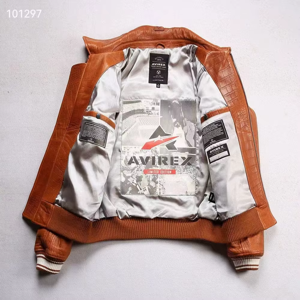 AVIREX NEW BROWN CROCODILE leather jacket AUTHENTIC | eBay