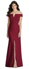 Dessy Collection Off the Shoulder Trumpet Gown Deep Notch Split Maxi Dress Sz 10