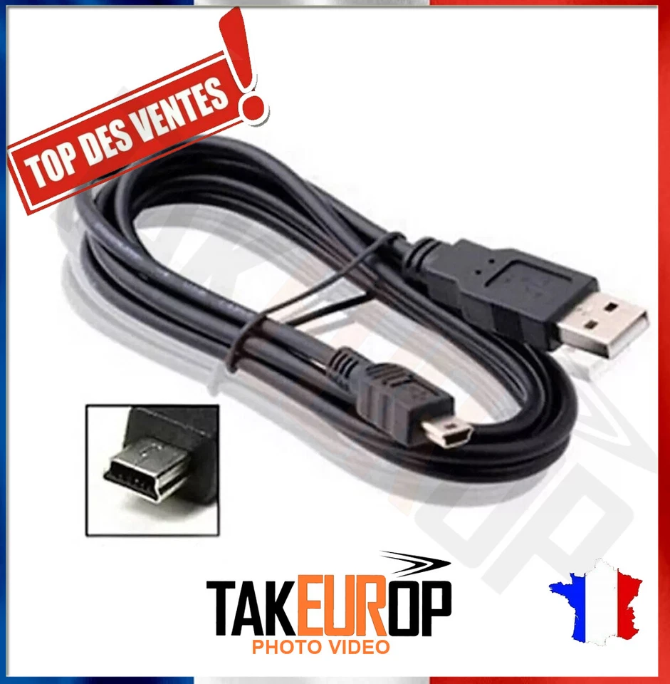 CABLE USB 2.0 type A male vers mini B Appareil photo MP3 mini usb donnees ou non - Photo 1/2
