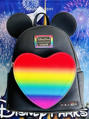 Loungefly Disney parks pride rainbow heart backpack Disney Mickey Rainbow Heart Pride Loungefly Backpack 2022 | eBay main image 4
