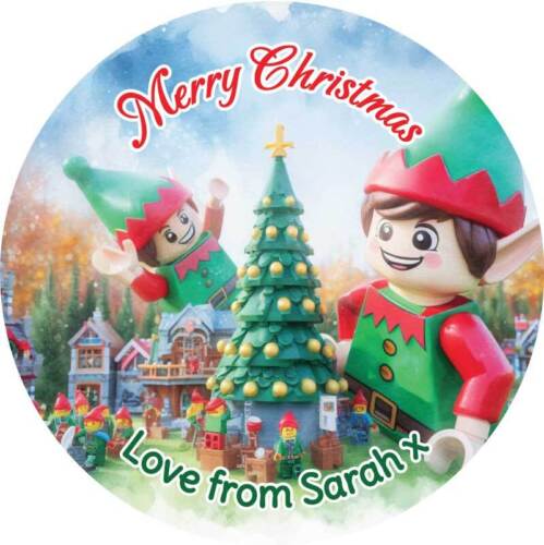 Spersonalizowane etykiety na naklejki Wesołych Świąt Kolorowe Elfy - Zdjęcie 1 z 2