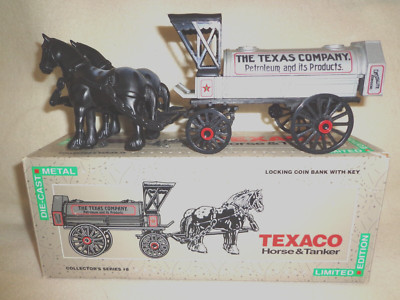 1991 ERTL TEXACO HORSE & TANKER COIN BANK W/KEY