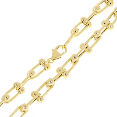 Italian 14k Yellow Gold Semi-Solid U-Link Chain Necklace 18.5'' 8mm 18.5 grams