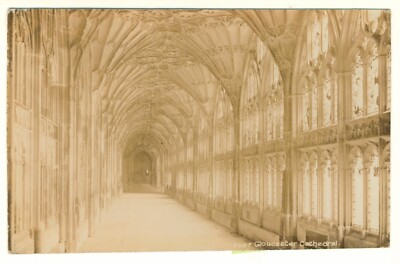 Gloucester Cathedral Cloisters RPPC 1906 Gloucester Double Ring Postmark