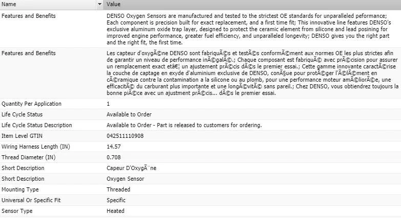 Sensor de oxígeno aguas arriba delantero DENSO para MITSUBISHI ECLIPSE V6-3,0 L 2000-2004 Foto 2 de 4