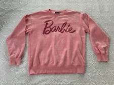 Barbie Pink Wash Crewneck Sweatshirt Glitter Letters Medium