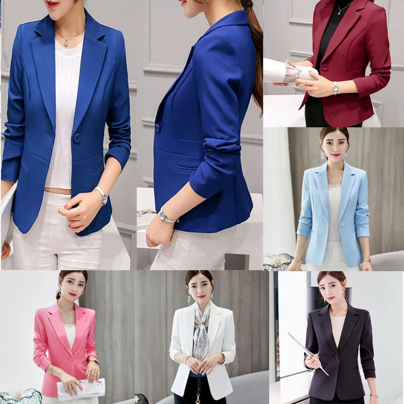 Ladies Women Long Sleeve Slim Formal OL Suit Coat Jacket Casual Blazer Coats