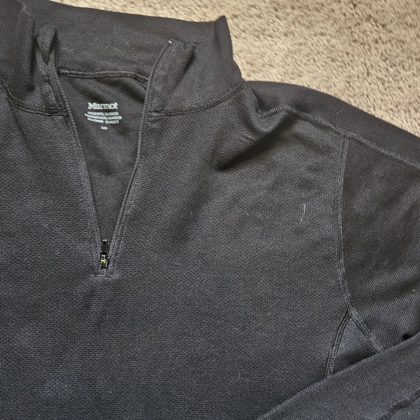 Marmot 1/4 Zip Pullover Top Womens S Black Long Sleeve Polartec Base Layer Ski