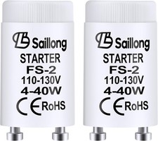 2 Pack White Fluorescent Starter for Use with 4-40W Fluorescent 2 F S-2/S2