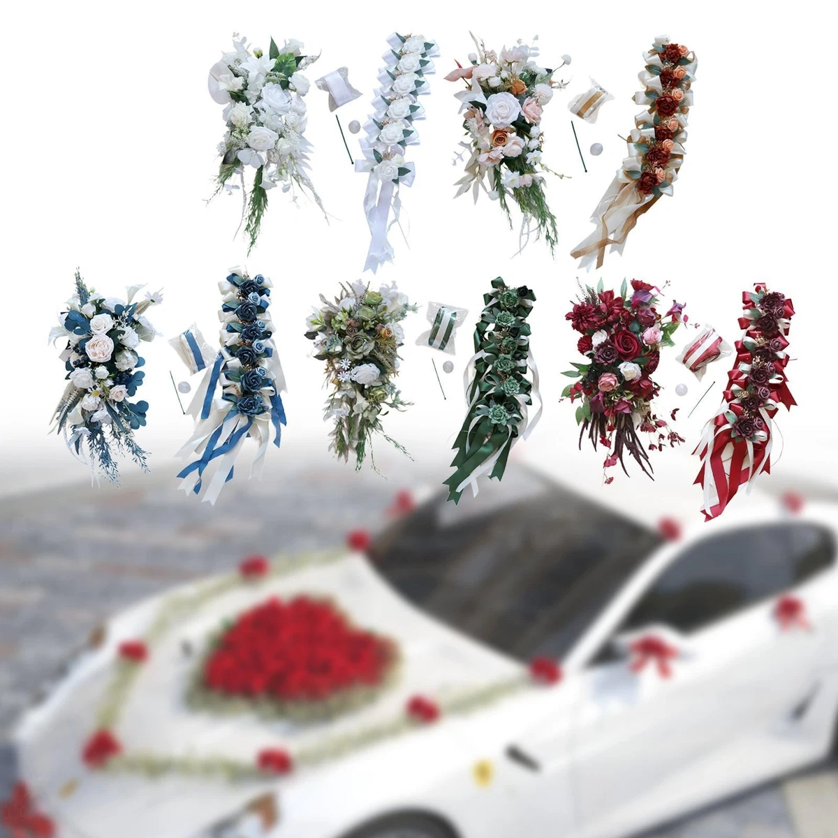 Fiocchi Auto Wedding Decorazioni Nuziali 30 Fiocchi Auto Matrimonio Rosa E Bianchi - Coccarde Nuziali Per Decorazioni Auto E Pacchi Regalo Coni