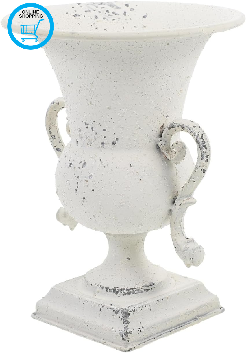 Metal Urn Planter - Classic Antique Iron Plant Pots - Decorative Rustic Flower P
