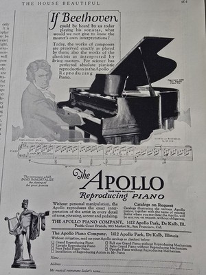 1922 The Apollo Reproducing Piano Beethoven Vintage  ad 