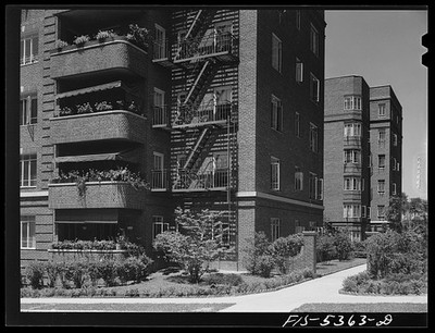 Photo:Queens New York 1942 Apartment Houses Brick Apartments Fire Escapes