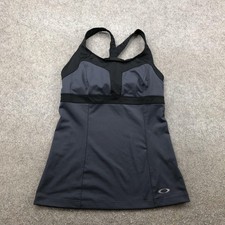 Oakley Tank Top Womens Medium Gray Black Hydrolix Athletic Racerback Workout