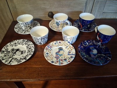 iittala Taika Owl Porcelain  Cup & Saucer Set 6-Piece Set
