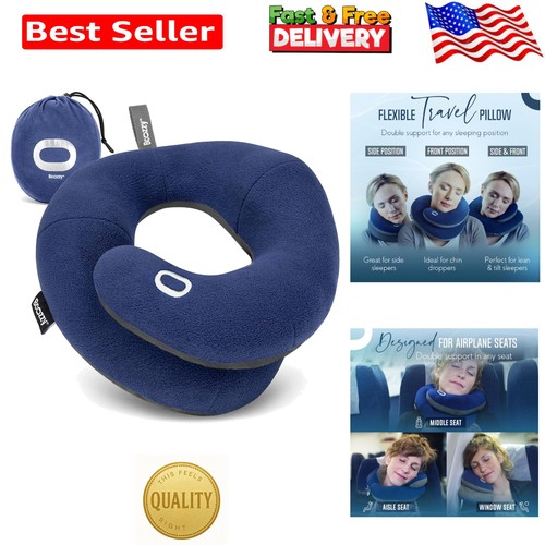 Travel Neck Pillow for Airplanes – Enhanced Comfort & Support in Navy