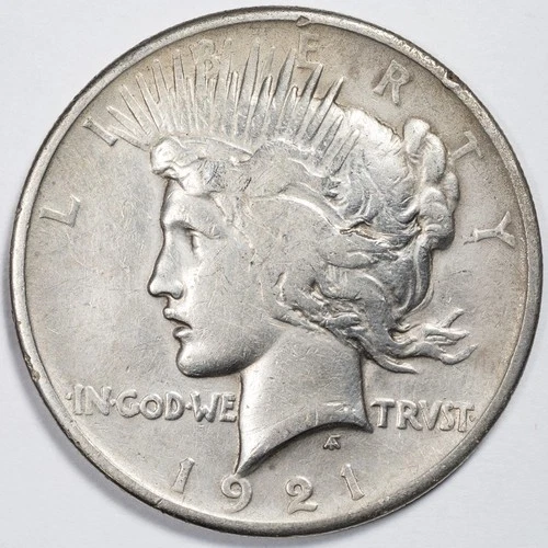 1921 Peace Silver Dollar High Relief Key Date - Fine (F)