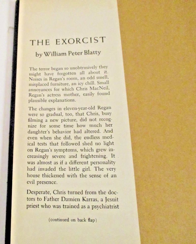 The Exorcist by William P. Blatty Book Club Edition 1971 w/Dust Jaket (# 4969) — 第 3/4 张图片