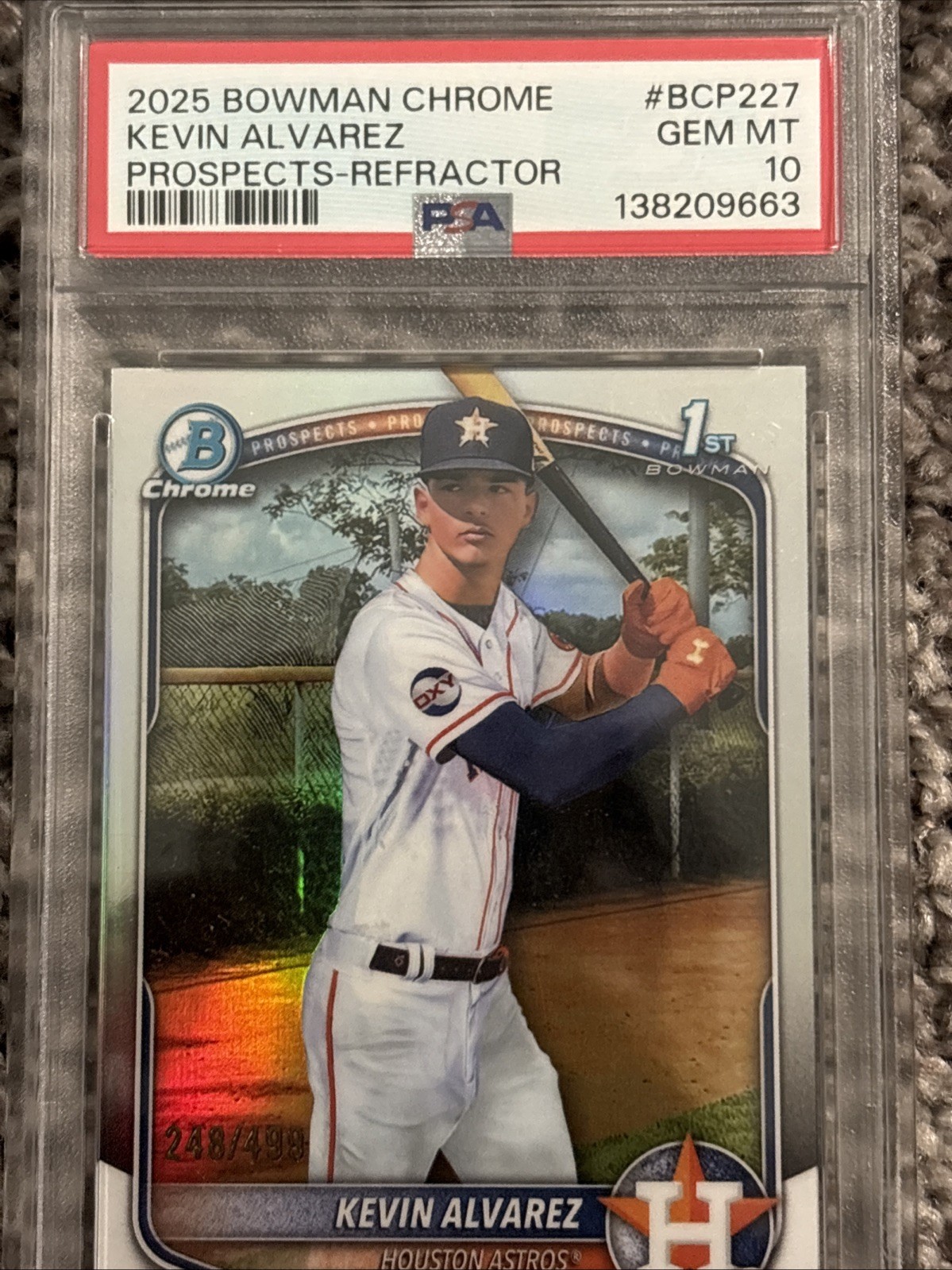 2025 Bowman Chrome 1st Prospects Kevin Alvarez Refractor /499 #BCP-227 PSA 10 view 5