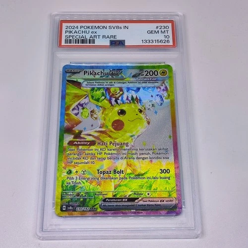 2024 Pokemon Indonesia IN SV8S 230/182 PIKACHU EX SIR Surging Sparks PSA 10!!