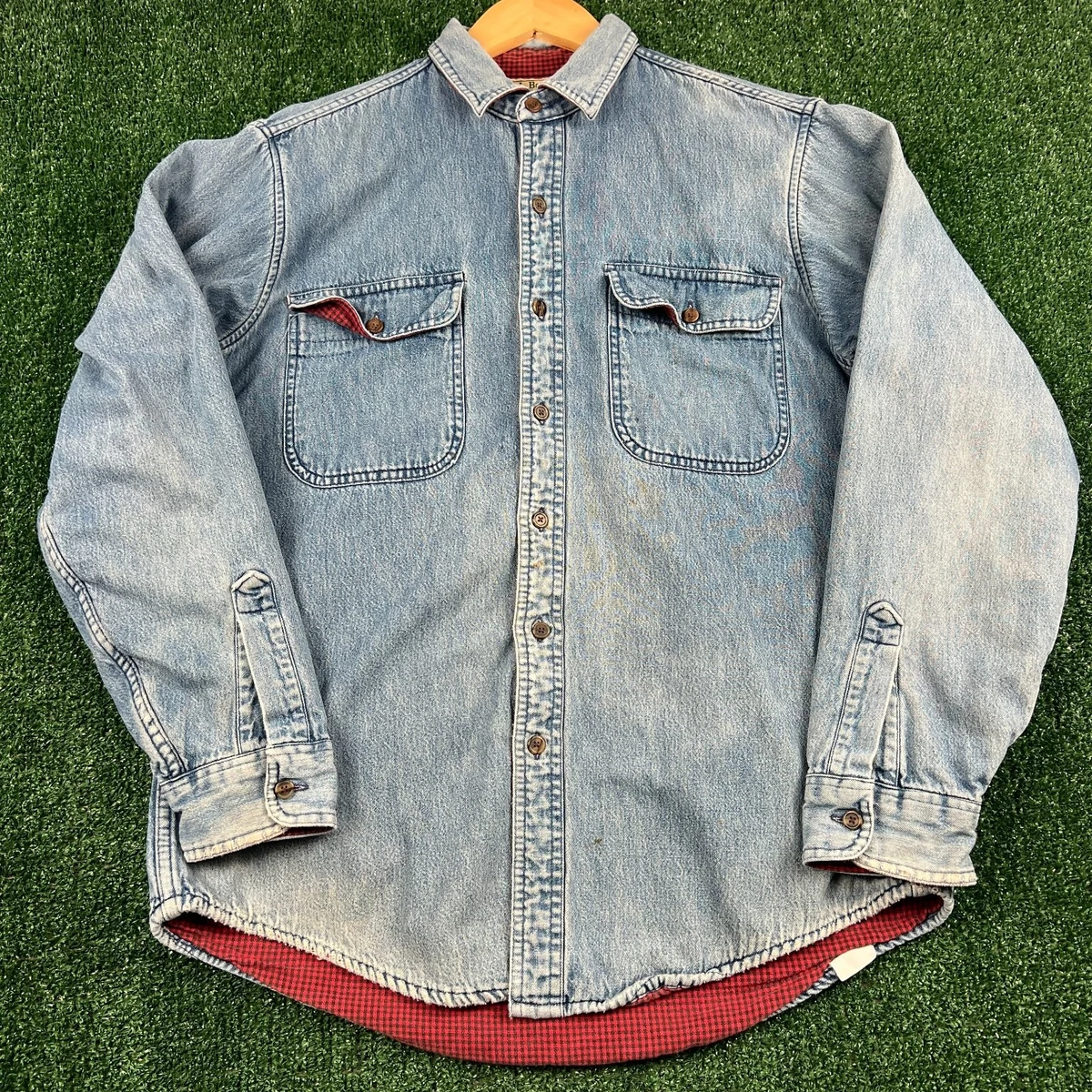 Chemise Homme L.L. Bean à Carreaux - Taille 16-33, 100% Coton, Occasion Très Bon état