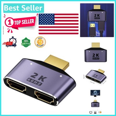 Versatile 2K HDMI-Compatible Splitter for Dual Displays - Plug and Play Design