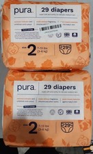 58 Count Pura Hypoallergenic Diapers, Size 2 7-13 lbs Totally Chlorine Free,
