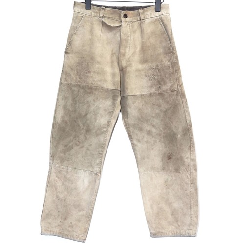 French 1940/50s Distressed & Stained Beige Cotton Work Chore Chino Pants W31