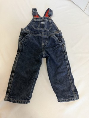 OshKosh B gosh Fleece Lined Carpenter Bib Overalls Infant 12 Mos Denim Vestbak