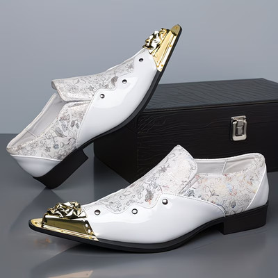 New Oxford Leather Two Tone  Wingtip Brogue Dress Shoes For Men 12