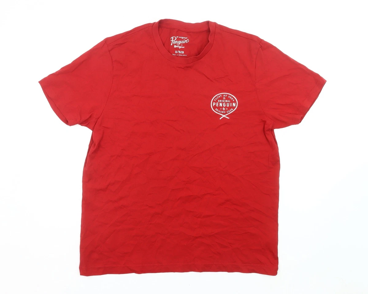 T-shirt Original Penguin Homme Rouge Taille M - 100% Coton - Col Rond