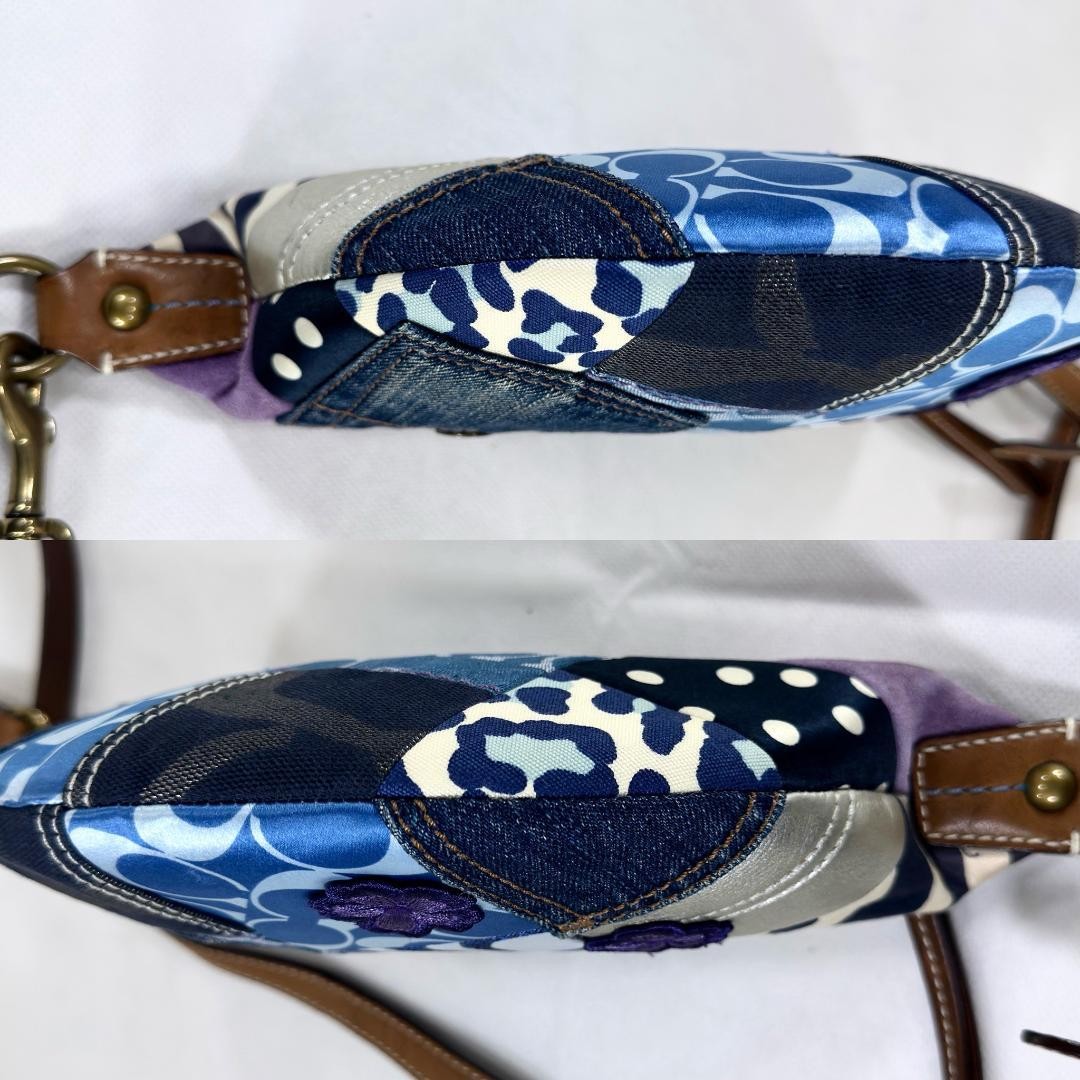 Coach Patchwork Denim Shoulder Bag Half Moon Used… - image 5