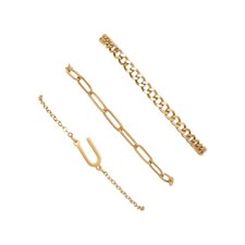 14K Gold Plated Bracelets for Women, A Z Initial Charm Bangles Jewelry Set