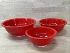 Pyrex Rainbow Red Nesting Mixing Bowls Clear Base Set of 3 (322 323 325) Vintage